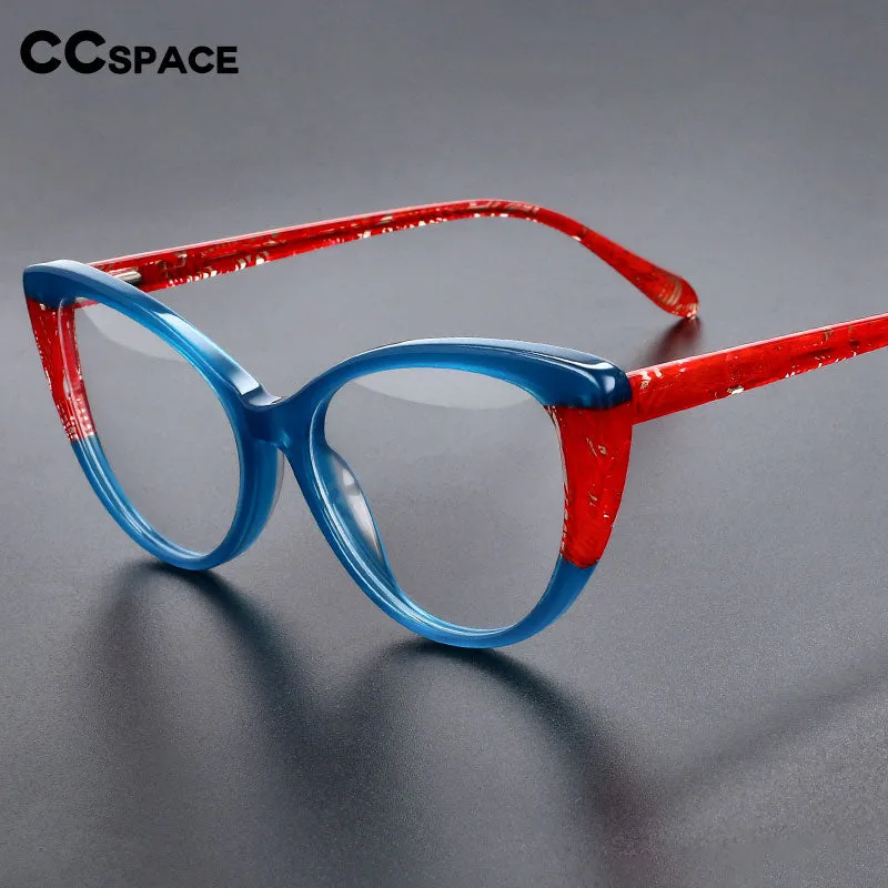 CCspace Unisex Full Rim Oval Cat Eye Acetate Eyeglasses 55367