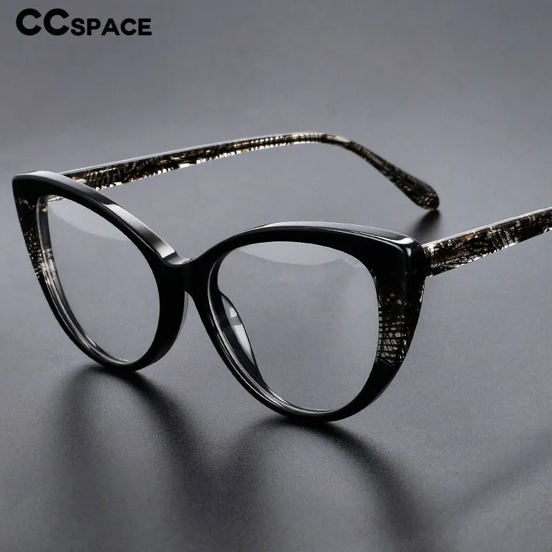 CCspace Unisex Full Rim Oval Cat Eye Acetate Eyeglasses 55367