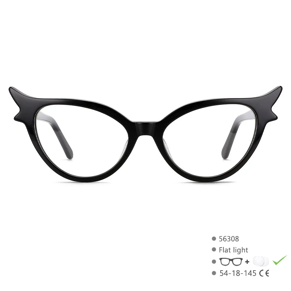 CCspace Unisex Full Rim Oval Cat Eye Acetate Fiber Eyeglasses 56308