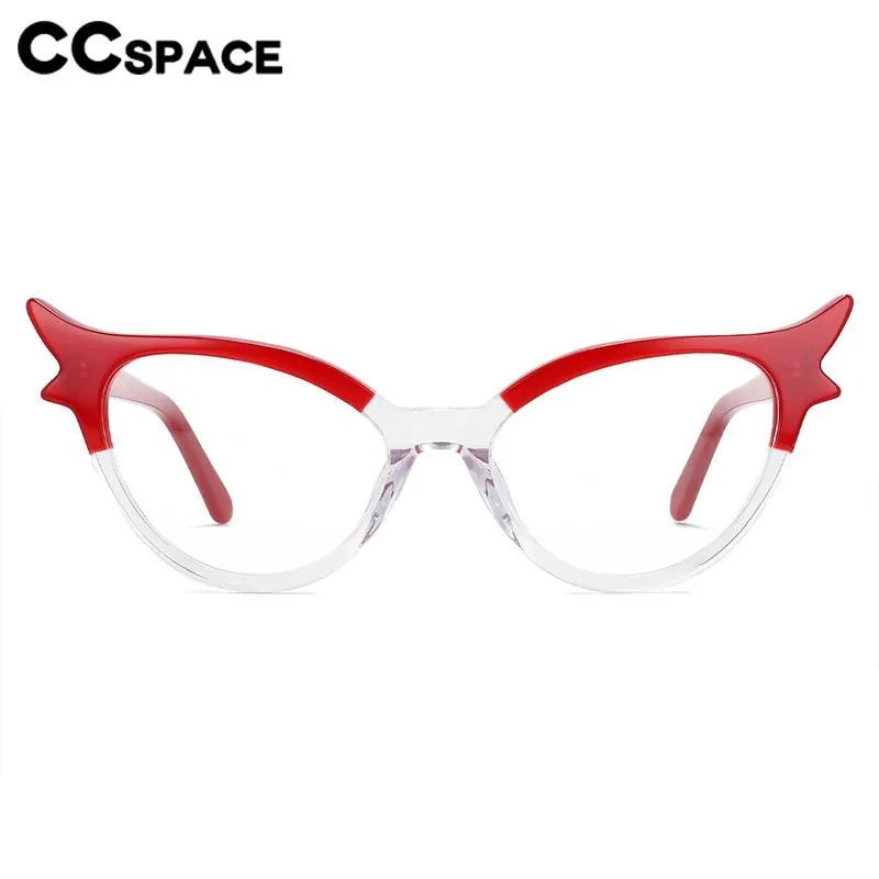 CCspace Unisex Full Rim Oval Cat Eye Acetate Fiber Eyeglasses 56308