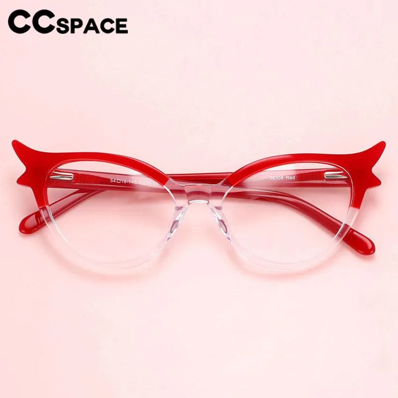 CCspace Unisex Full Rim Oval Cat Eye Acetate Fiber Eyeglasses 56308