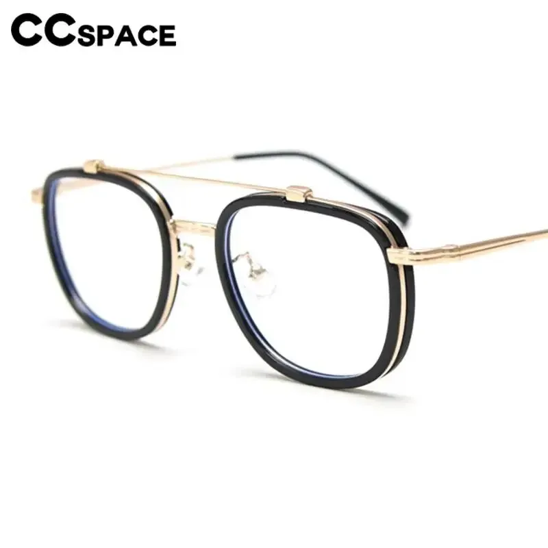 CCspace Unisex Full Rim Square Double Bridge Alloy Eyeglasses 57049