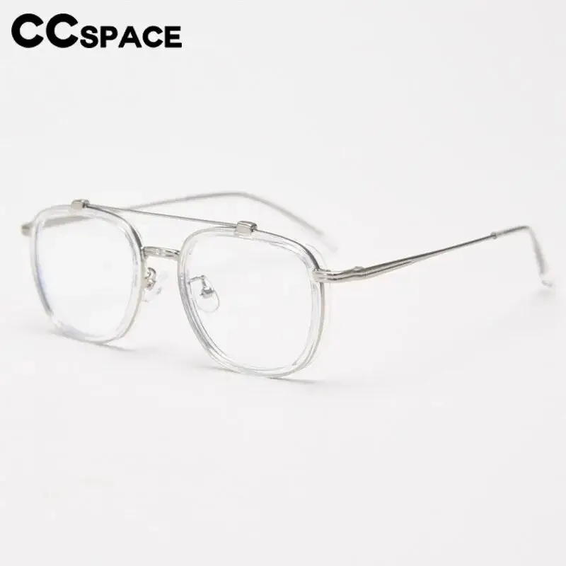 CCspace Unisex Full Rim Square Double Bridge Alloy Eyeglasses 57049