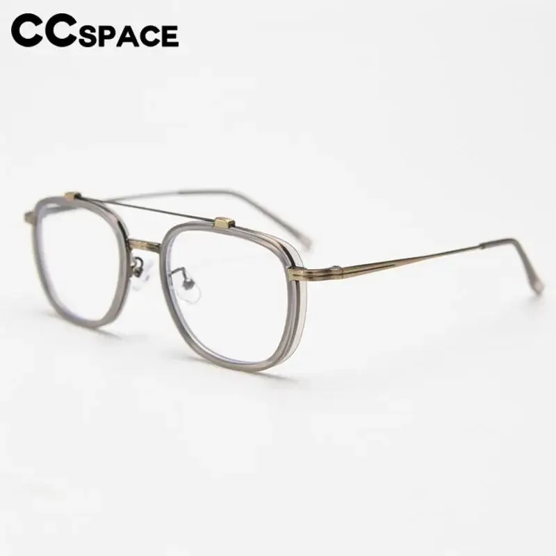 CCspace Unisex Full Rim Square Double Bridge Alloy Eyeglasses 57049