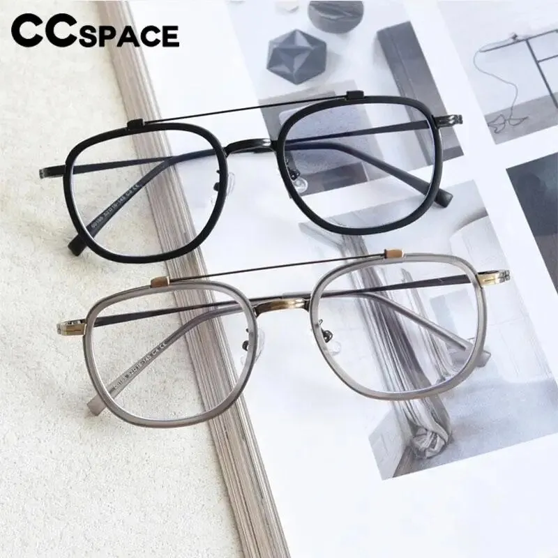 CCspace Unisex Full Rim Square Double Bridge Alloy Eyeglasses 57049