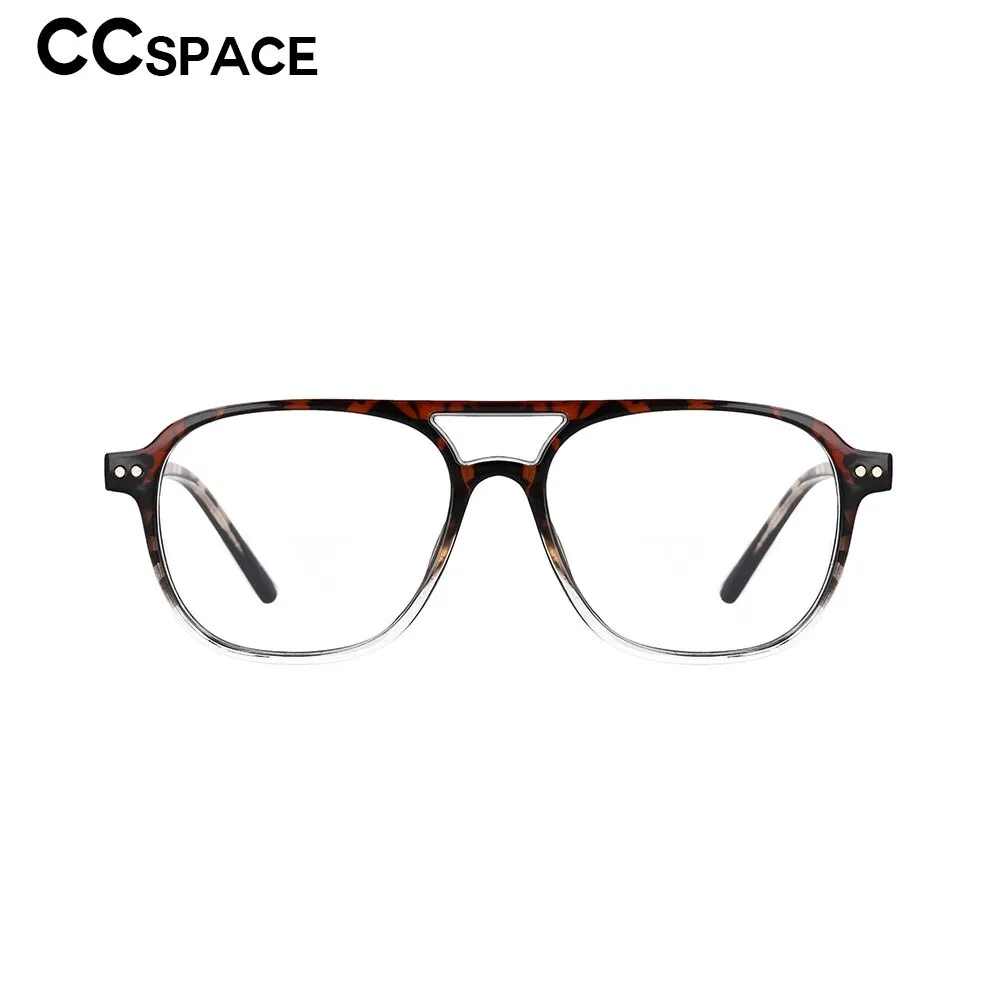 CCspace Unisex Full Rim Square Resin Double Bridge Frame Eyeglasses 53120