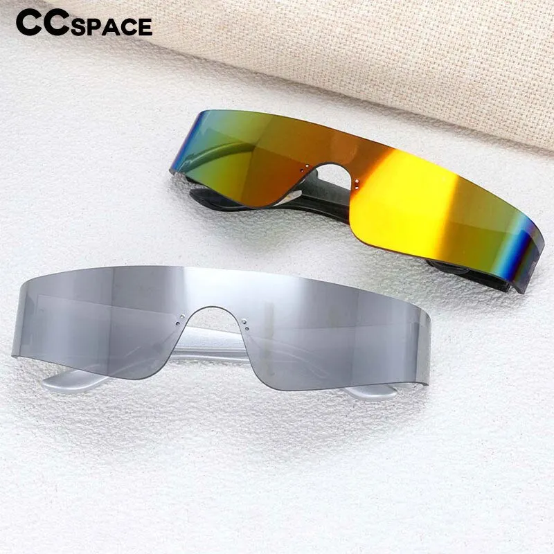 CCspace Unisex Rimless Rectangle Goggle Resin One Lens Frame Sunglasses 54474