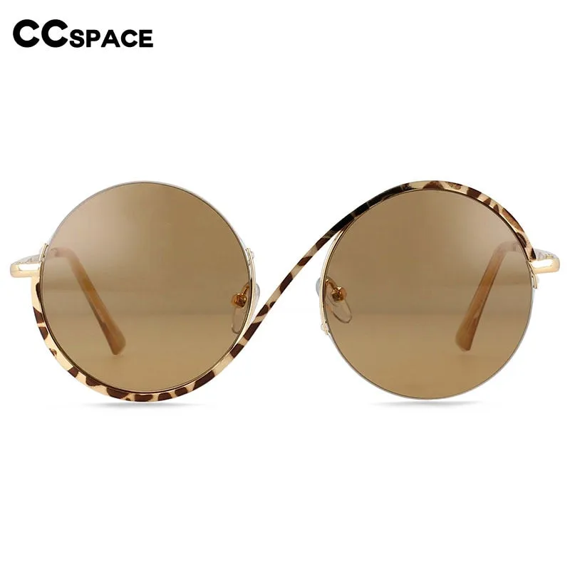 CCspace Unisex Semi Rim Round Alloy Frame Sunglasses 54042