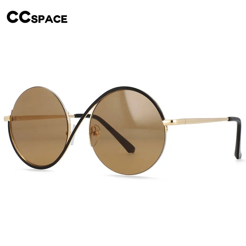 CCspace Unisex Semi Rim Round Alloy Frame Sunglasses 54042