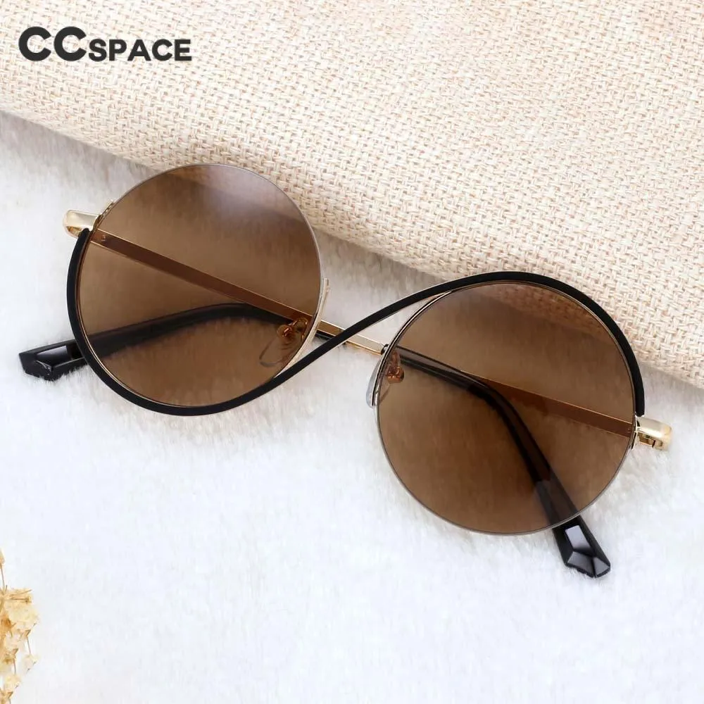 CCspace Unisex Semi Rim Round Alloy Frame Sunglasses 54042