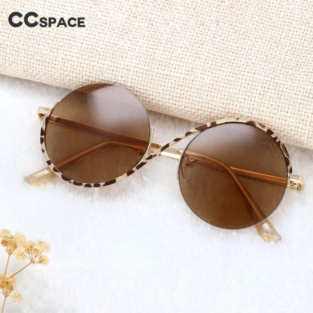 CCspace Unisex Semi Rim Round Alloy Frame Sunglasses 54042