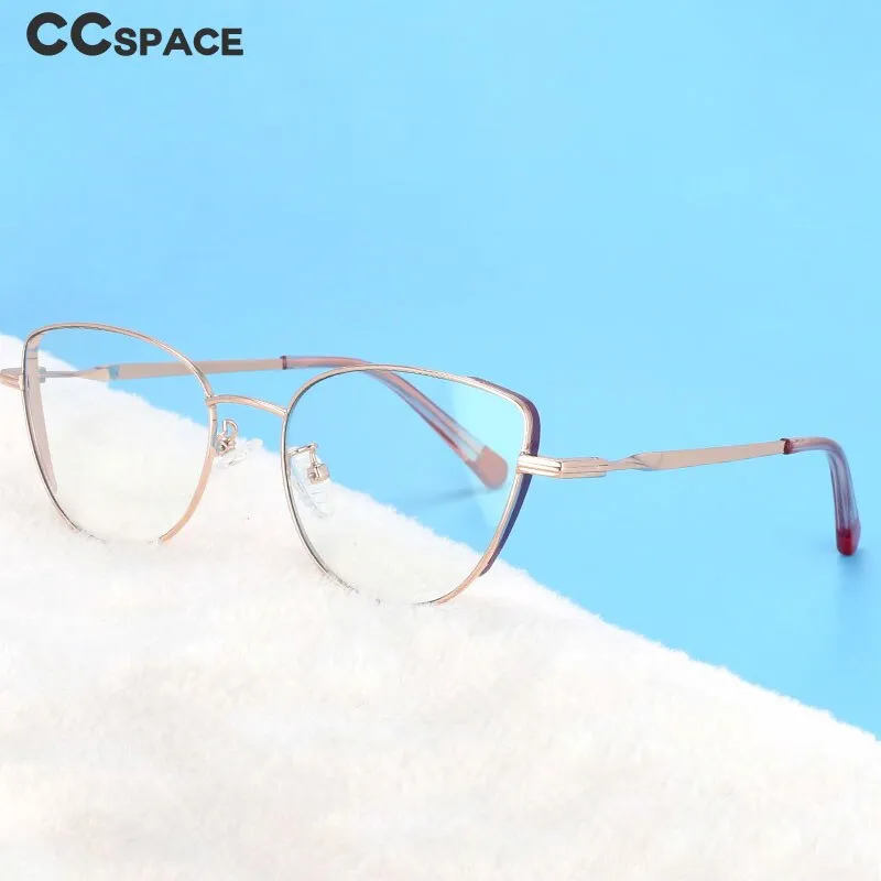 CCspace Women's Full Rim Cat Eye Alloy Frame Eyeglasses 54275