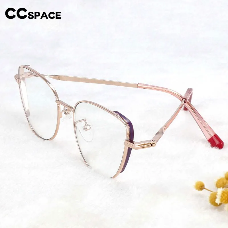 CCspace Women's Full Rim Cat Eye Alloy Frame Eyeglasses 54275