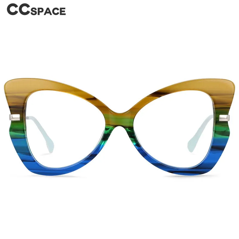 CCspace Women's Full Rim Oversized Acetate Alloy Butterfly Frame Eyeglasses 54326