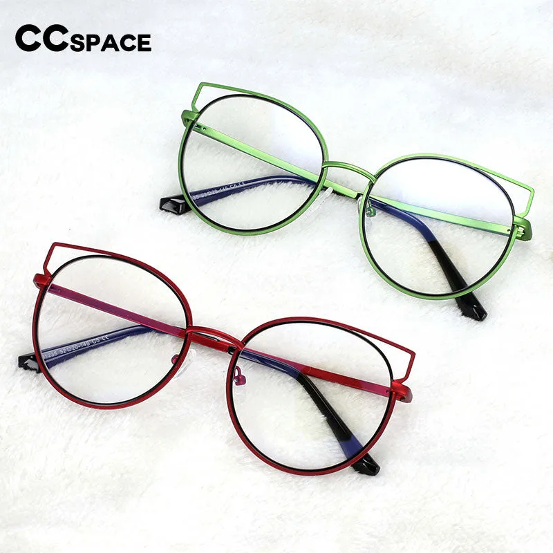 CCspace Women's Full Rim Round Cat Eye Alloy Frame Eyeglasses 54516