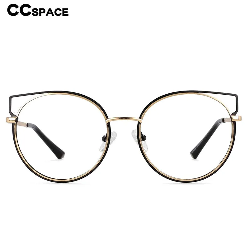 CCspace Women's Full Rim Round Cat Eye Alloy Frame Eyeglasses 54516