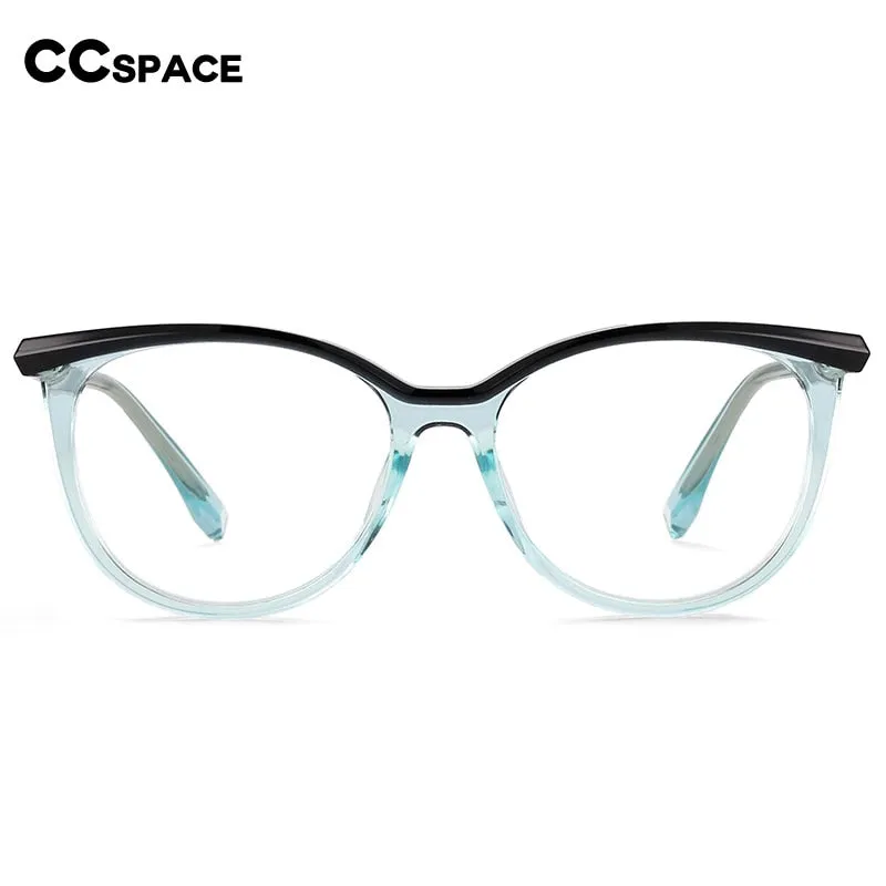 CCspace Women's Full Rim Round Cat Eye Tr 90 Titanium Frame Eyeglasses 54612