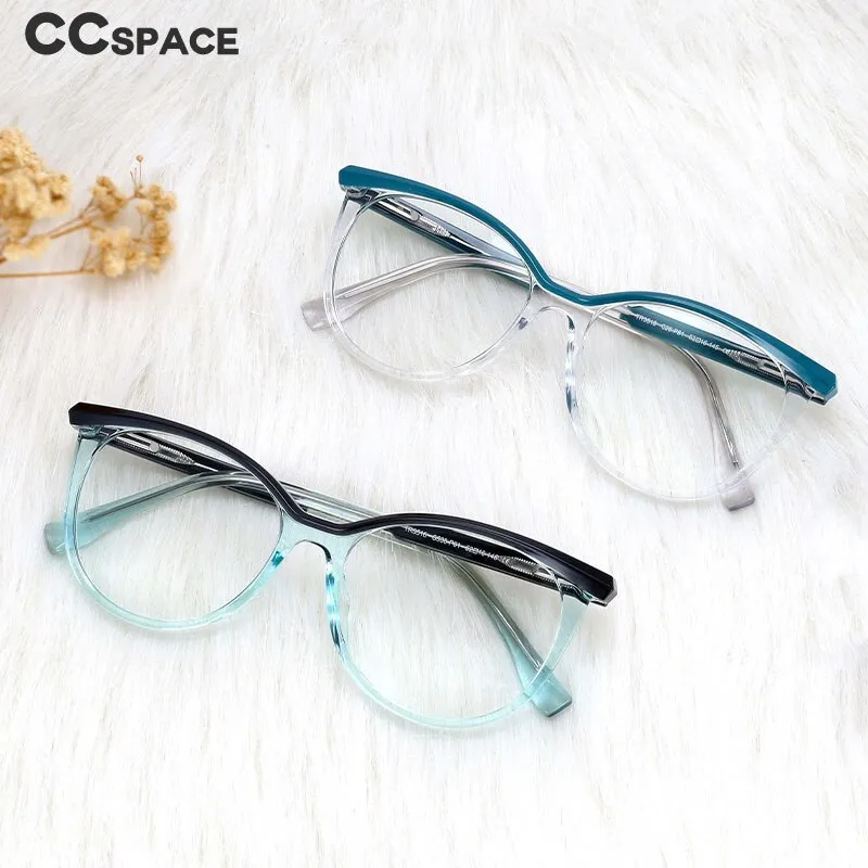 CCspace Women's Full Rim Round Cat Eye Tr 90 Titanium Frame Eyeglasses 54612