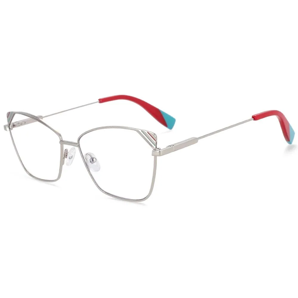 CCspace Women's Full Rim Square Cat Eye Alloy Frame Eyeglasses 54125