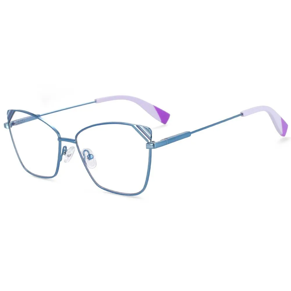 CCspace Women's Full Rim Square Cat Eye Alloy Frame Eyeglasses 54125