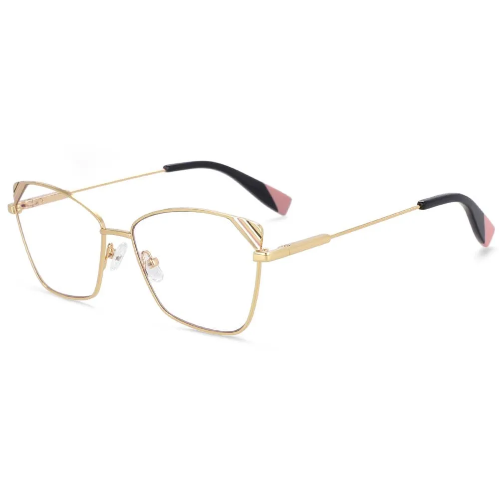 CCspace Women's Full Rim Square Cat Eye Alloy Frame Eyeglasses 54125