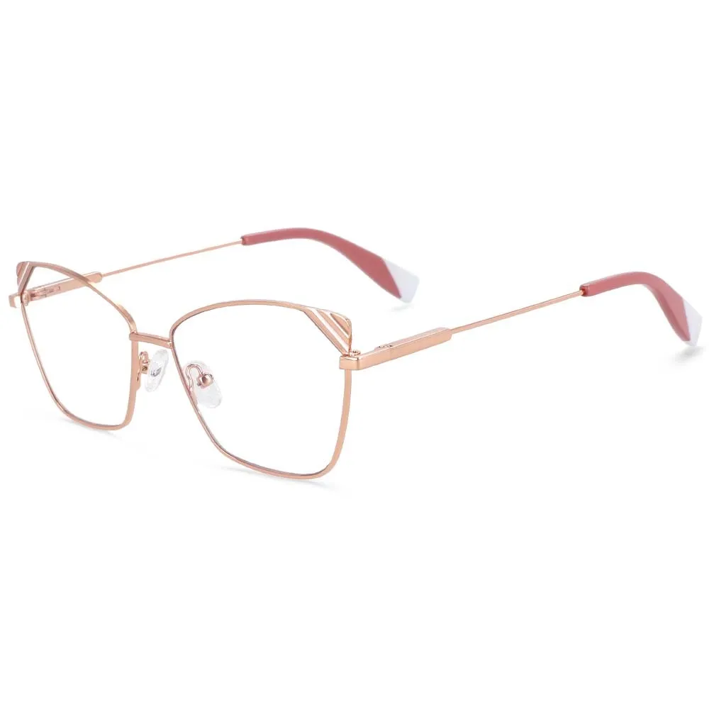 CCspace Women's Full Rim Square Cat Eye Alloy Frame Eyeglasses 54125