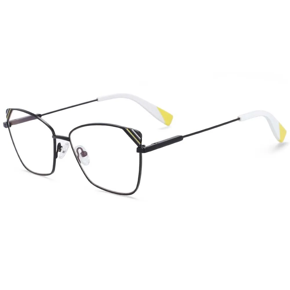 CCspace Women's Full Rim Square Cat Eye Alloy Frame Eyeglasses 54125