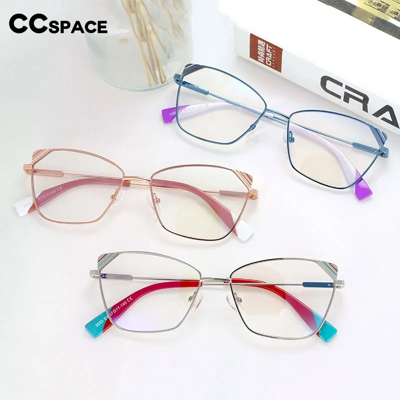 CCspace Women's Full Rim Square Cat Eye Alloy Frame Eyeglasses 54125