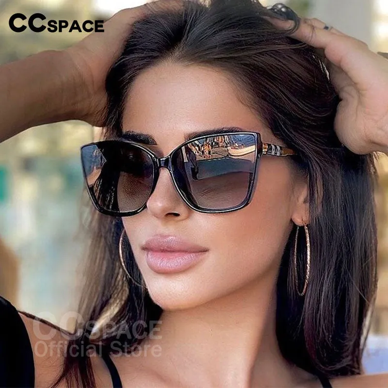 CCspace Women's Full Rim Square Cat Eye Resin Frame Sunglasses 46305