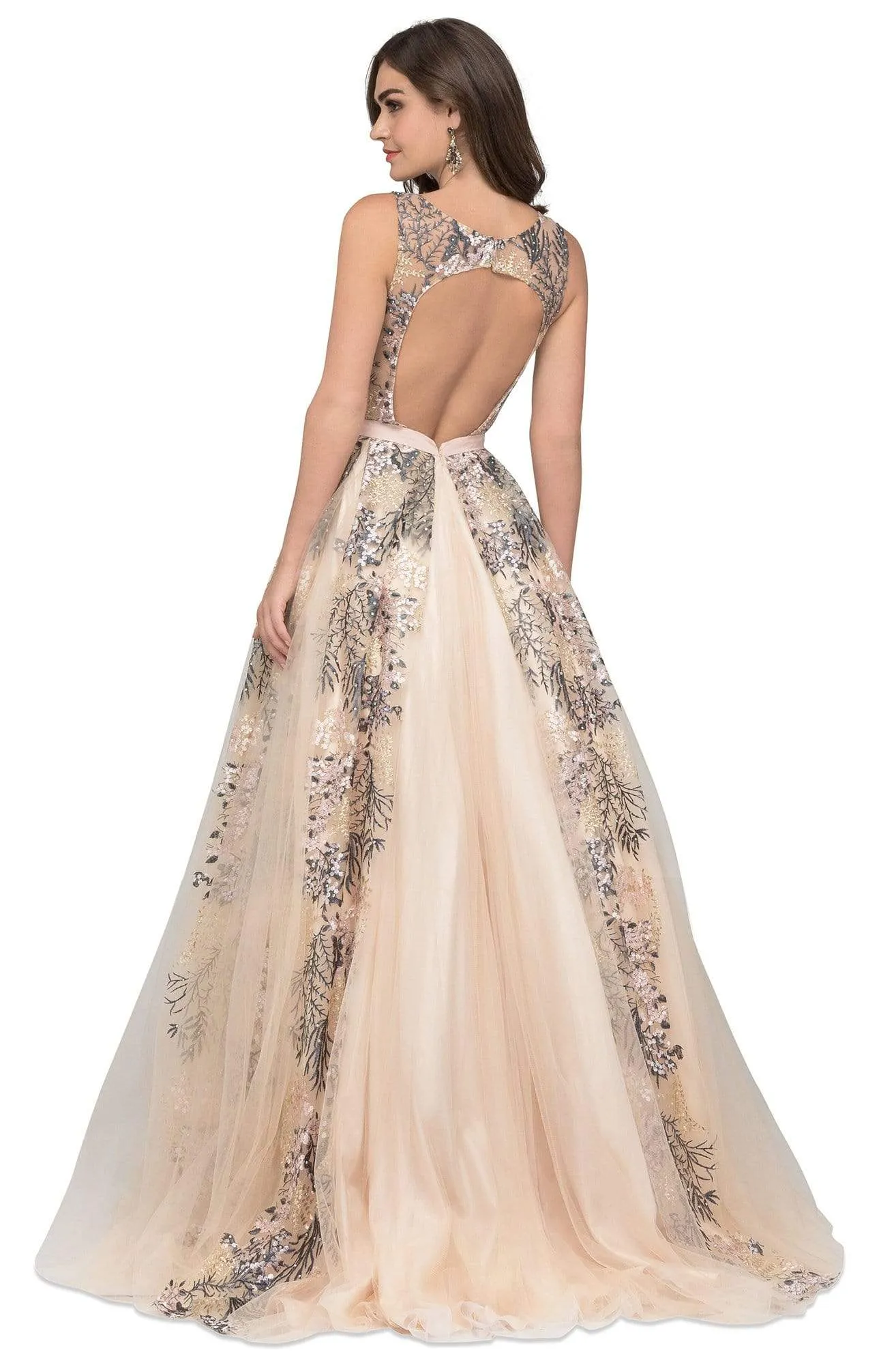 Cecilia Couture 1466 Champagne Multi Embroidered Ballgown