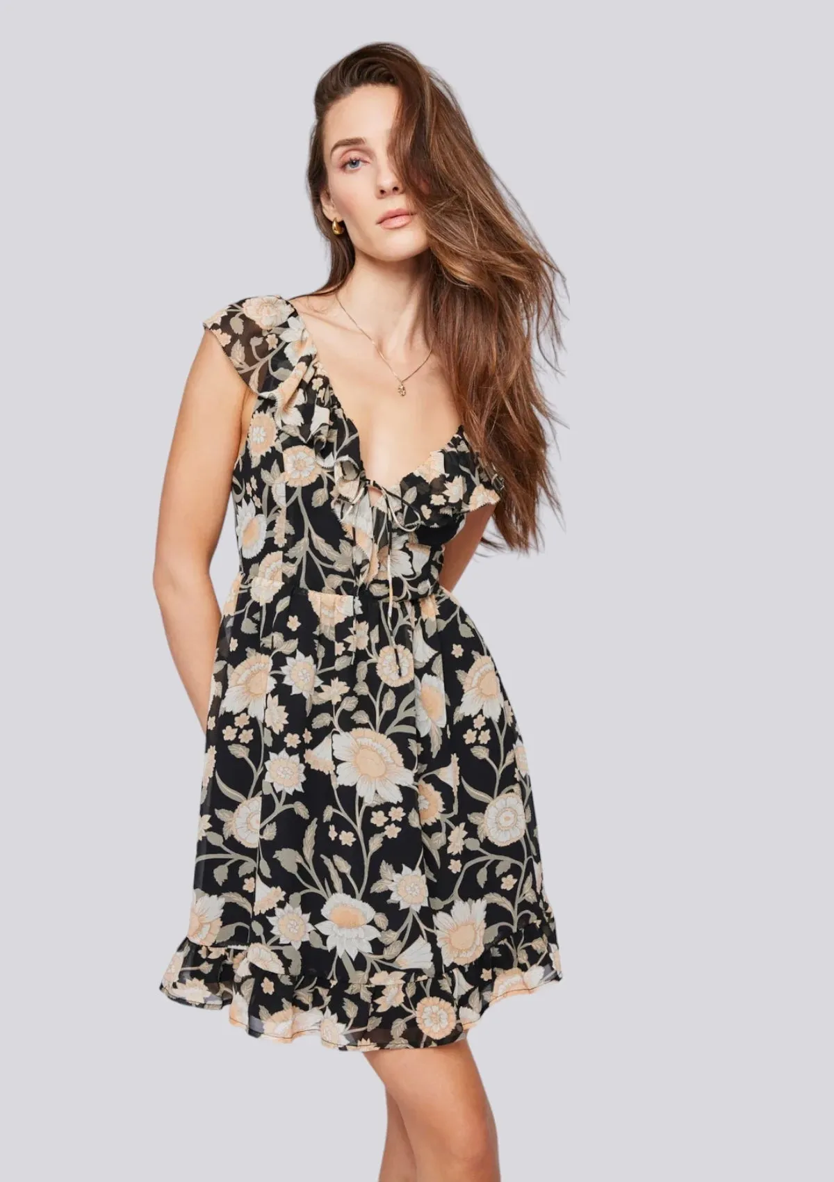 Cecilia Mini Dress - Black Floral