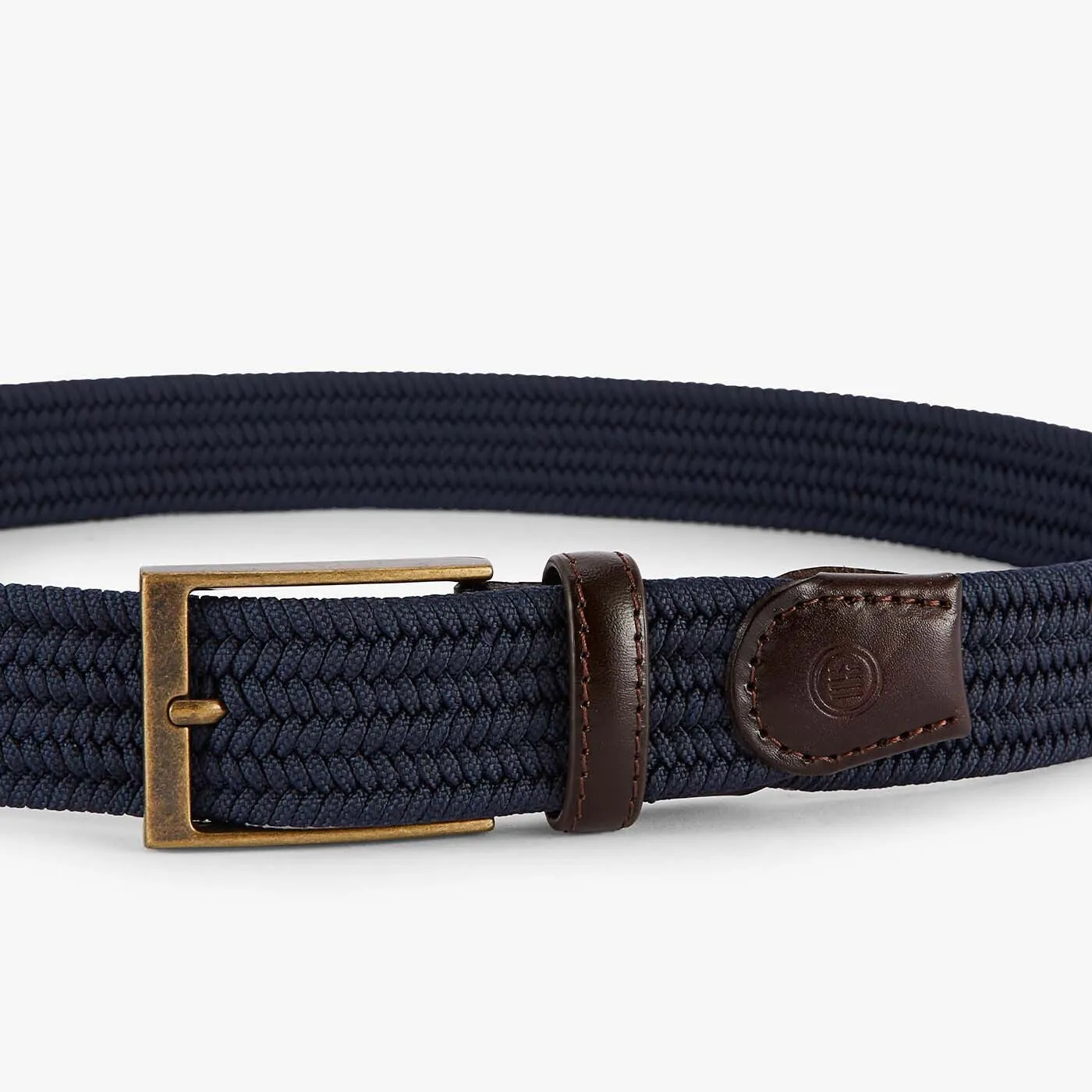 Ceinture tressée élastiquée bleu foncé