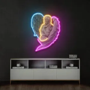 Celestial Angel Heart Neon Sign, Ethereal Design, Serene Illumination, and Durable LED Lighting for a Tranquil Touch