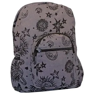 Celestial Backpack-Gray Sun, Moon and Stars