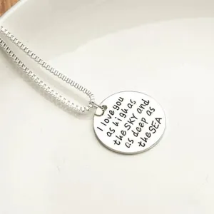 Celestial Ocean Love: Inspirational Quote Necklace , Gift of Elegance