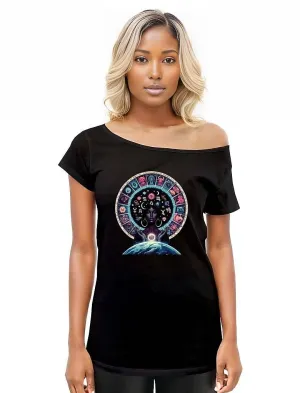 Celestial Zodiac Women's Off The Shoulder Tops Shirt