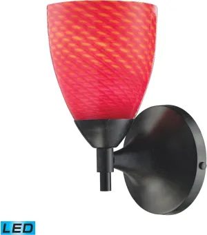 Celina 1 Light Led Sconce In Dark Rust and Scarlet Red Glass