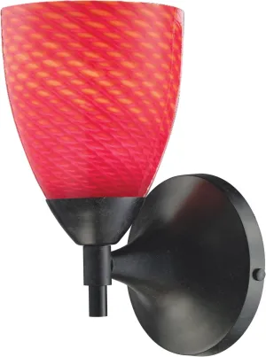 Celina 1 Light Sconce In Dark Rust and Scarlet Red Glass