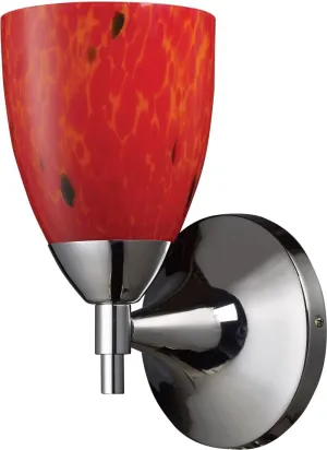 Celina 1 Light Sconce In Polished Chrome and Fire Red