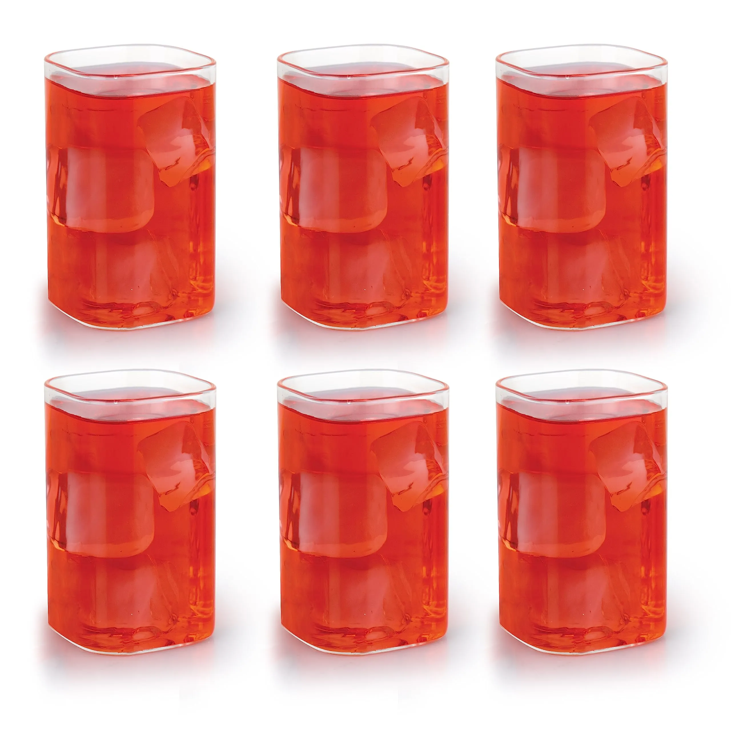 CELLO Roma Square Glass Tumblers | Borosilicate Glass | Water or Juice Glass | Set of 6 | 280ml | Clear