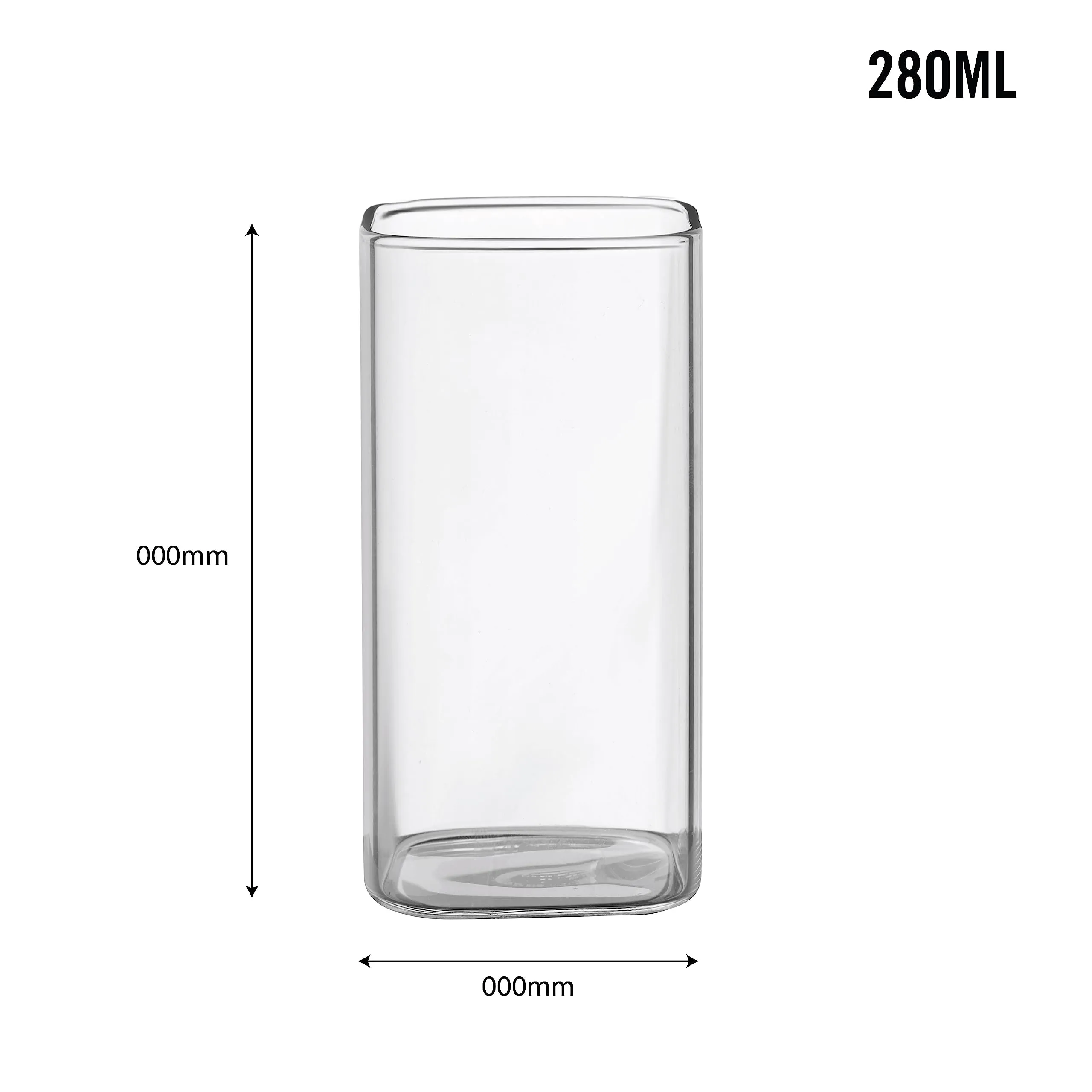 CELLO Roma Square Glass Tumblers | Borosilicate Glass | Water or Juice Glass | Set of 6 | 280ml | Clear