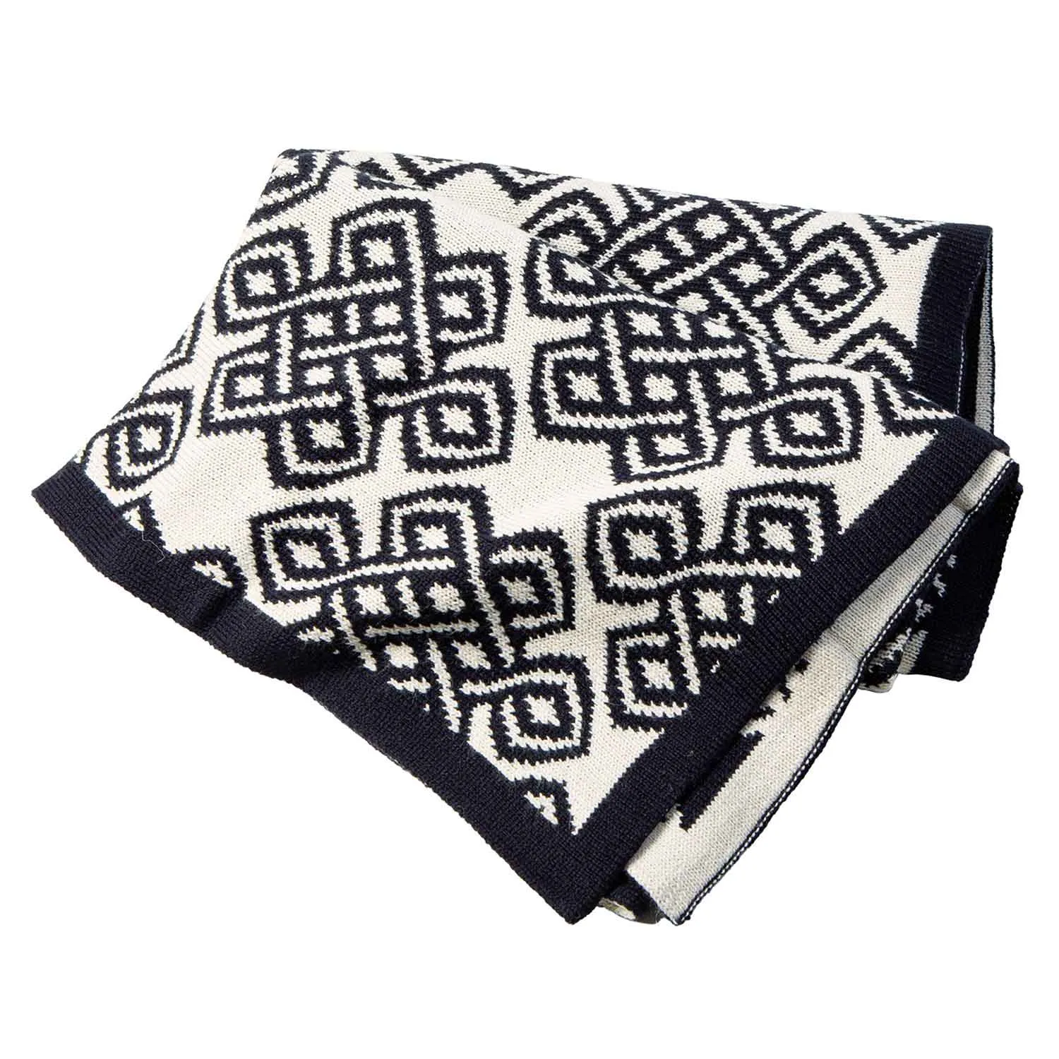 Celtic Novelty Pattern Wool Throw- Navy