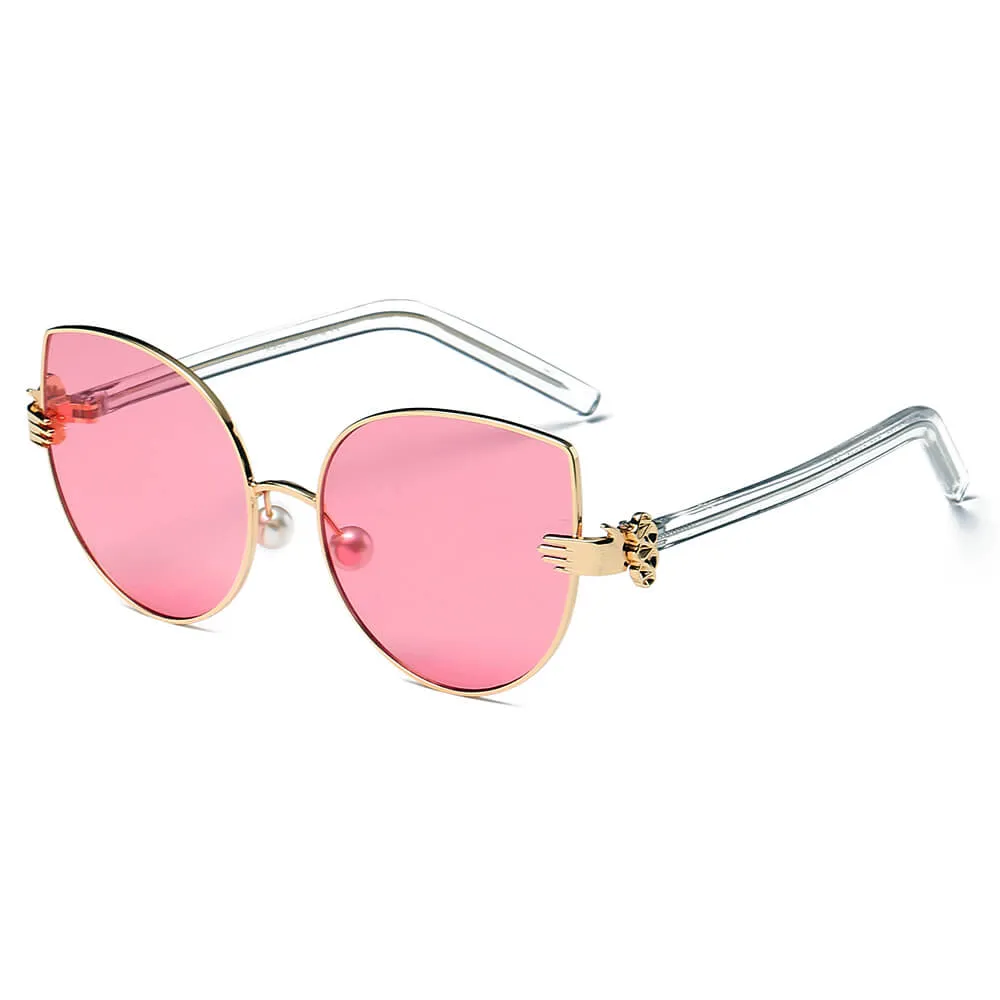 CENTRALIA | Women Metal Frame Cat Eye Hands Classic Sunglasses