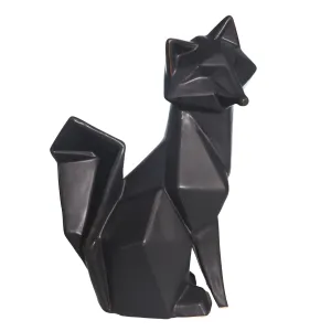 Ceramic 10" Modern Fox Figurine, Black