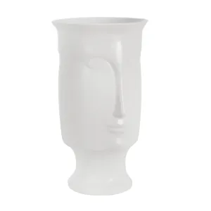 Ceramic 11" Face Vase W/Base,White