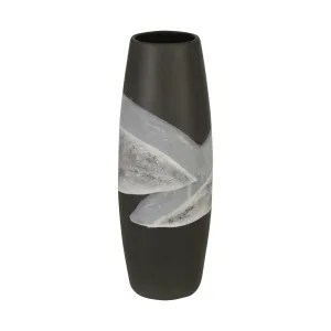 Ceramic 14" Painted Vase, Matte Black