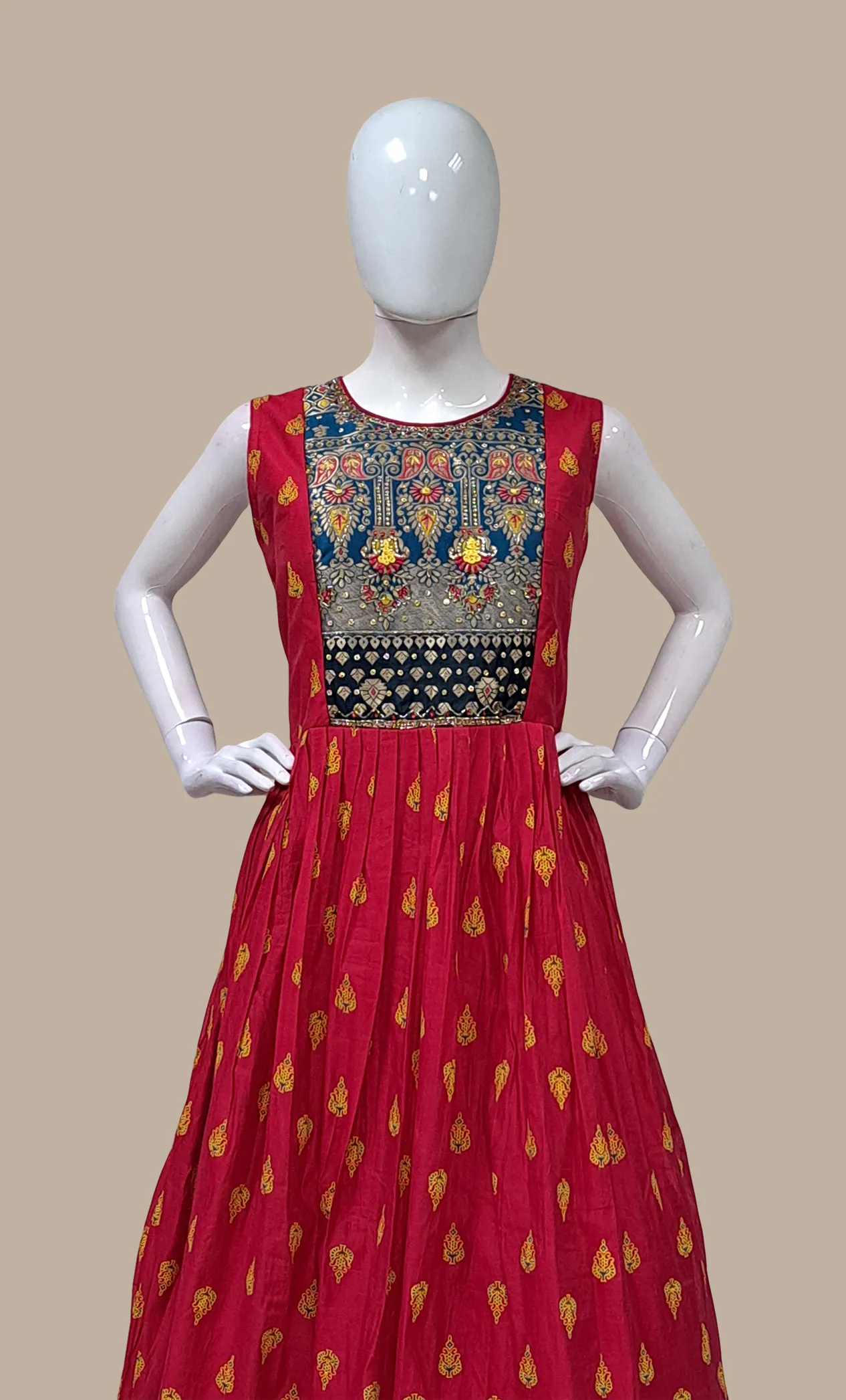 Cerise Embroidered Gown & Dupatta