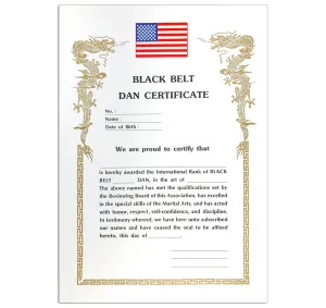 Certificate, Black Belt, Any Martial Arts, US Flag