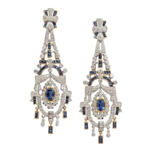 Ceylon Sapphire and Diamond Cascade Earrings