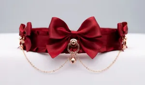 Chained Red and Rose Gold BDSM Collar